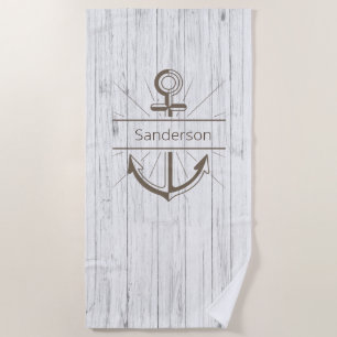 Coastal Nautical Weathered Summer Beach Wood Beac Beach Towel