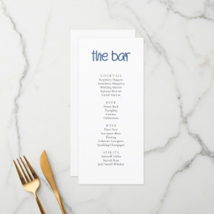 Coastal  Nautical Wedding Drinks Bar Menu Cards