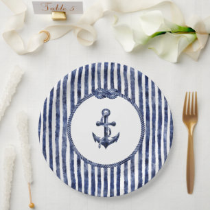 Coastal Nautical Wedding Paper Plate