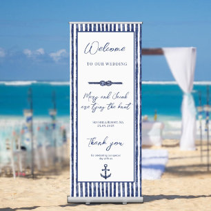 Coastal Nautical Wedding Welcome Retractable Banner