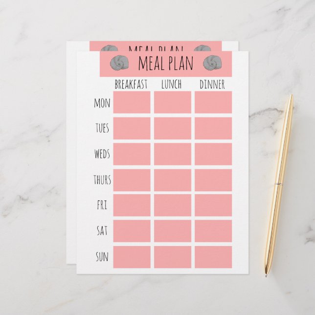 Coastal Nautical Weekly Meal Plan (Front/Back In Situ)