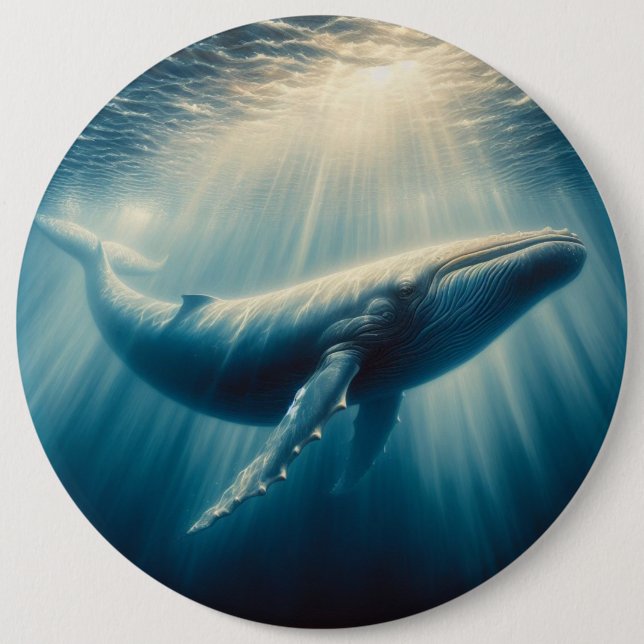 coastal/nautical whale 6 cm round badge (Front)