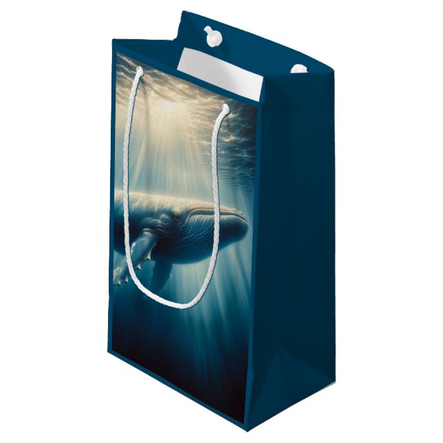 coastal/nautical whale  small gift bag (Front Angled)