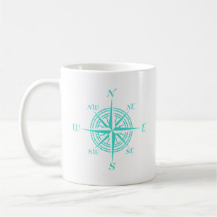 Coastal Nautical White Compass Rose Coffee Mug