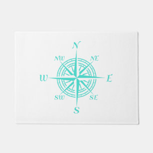 Coastal Nautical White Compass Rose Doormat