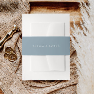 Coastal Navy Blue + White Lettering Wedding Invitation Belly Band