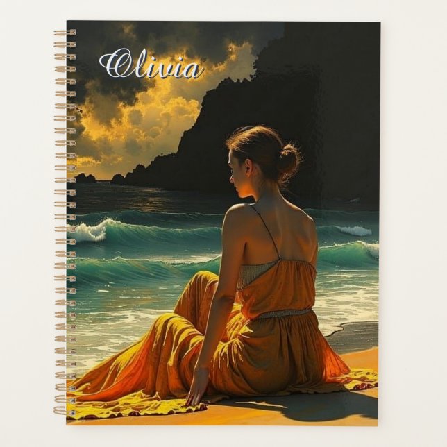 Coastal Night Seaside Reflection Personalised Planner (Front)