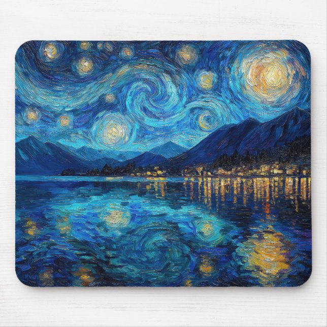 Coastal Night Sky Van Gogh Inspired Mouse Mat (Front)