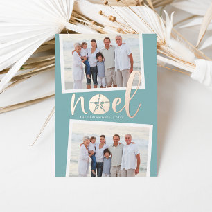 Coastal Noel   2 Photo Christmas Foil Holiday Card