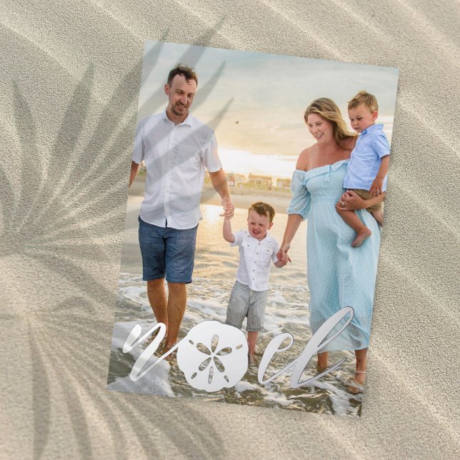 Coastal Noel Christmas Holiday Photo Foil Card (Creator Uploaded)