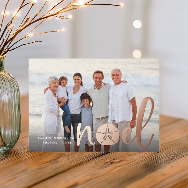 Coastal Noel | Christmas Photo Foil Holiday Card (Creator Uploaded)