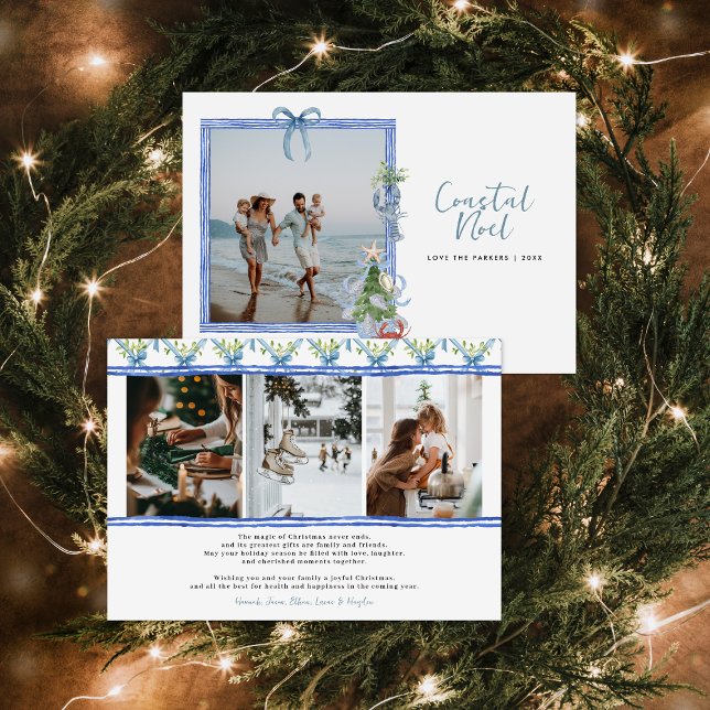 Coastal Noel | Elegant Coastal Christmas Photo Holiday Card (Creator Uploaded)