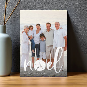 Coastal Noel Vertical Christmas Photo Foil Holiday Card