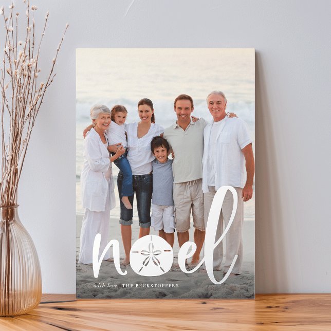 Coastal Noel | Vertical Christmas Photo Silver Foil Holiday Card (Creator Uploaded)