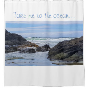 Coastal Ocean Rock Shore Rolling Waves Personalise Shower Curtain