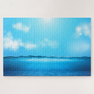 Coastal, Ocean Serenity with Blue Sky White Clouds Jigsaw Puzzle