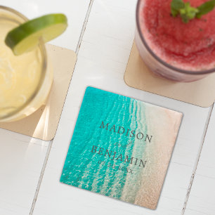 Coastal Ocean Summer Beach Destination Wedding Stone Coaster
