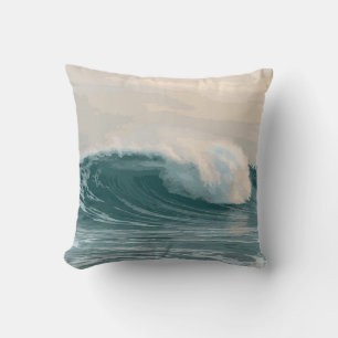 Coastal Ocean Wave Splash Design – Tranquil Beach Cushion