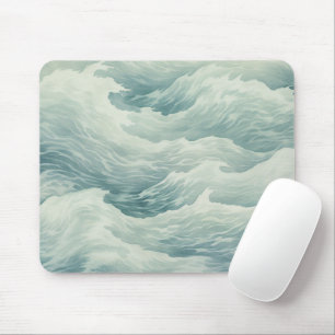 Coastal Ocean Waves Nautical Seafoam Surf Inspired Mouse Mat