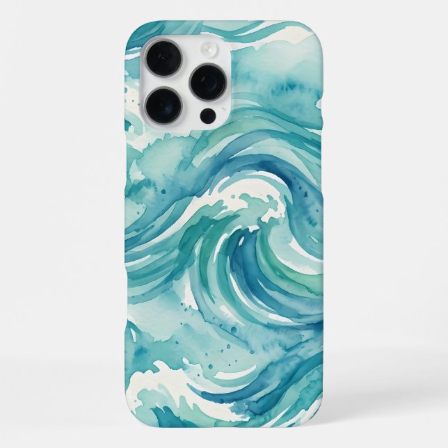 Coastal Ocean Waves Watercolor iPhone Case (Back)
