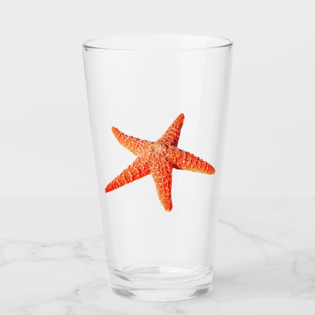 Coastal Orange Red Starfish Glass (Front)