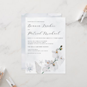 Coastal Orchid Elegant Beach Wedding Invitation