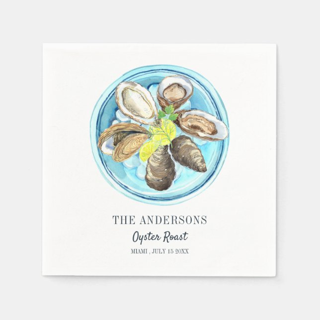 Coastal Oyster Roast Birthday Summer Napkin (Front)