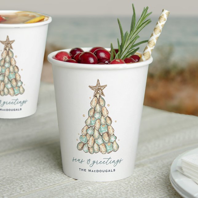 Coastal Oyster Shell Christmas Paper Cups (Creator Uploaded)
