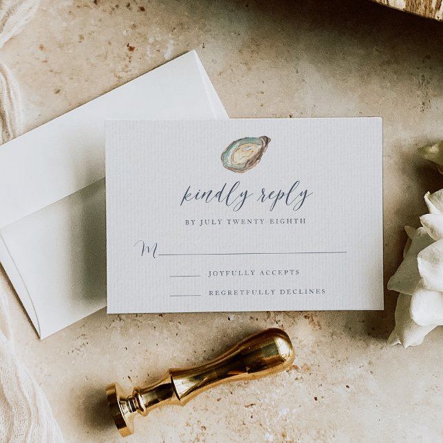 Coastal Oyster Wedding RSVP Card (Creator Uploaded)