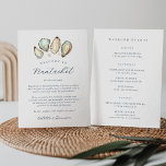 Coastal Oyster Wedding Welcome Letter & Itinerary<br><div class="desc">Share a welcome message for your coastal wedding guests as well as an itinerary or schedule of the weekend's events. Front features your welcome message with a grouping of watercolor oyster and pearl illustrations. Personalise the reverse side with your wedding day or wedding weekend itinerary. Perfect for including in hotel...</div>