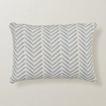 Coastal Painterly Herringbone Pattern in Mist Blue