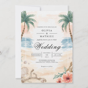 Coastal Palm Arch Wedding Invitation