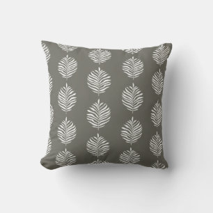 Coastal Palm Leaf Pattern Dusty Olive Cushion