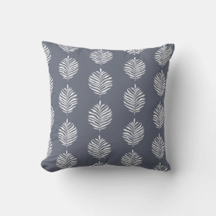 Coastal Palm Leaf Pattern Folkstone Gray Cushion
