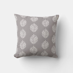 Coastal Palm Leaf Pattern Gull Gray Cushion