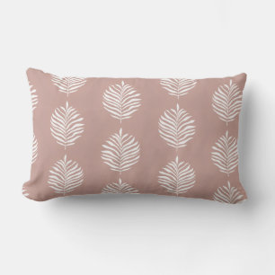 Coastal Palm Leaf Pattern Misty Rose  Lumbar Cushion
