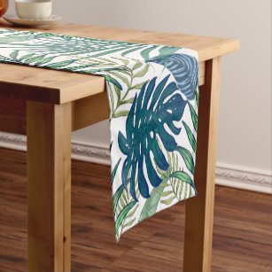 coastal chic teal blue watercolor mermaid seashell medium table