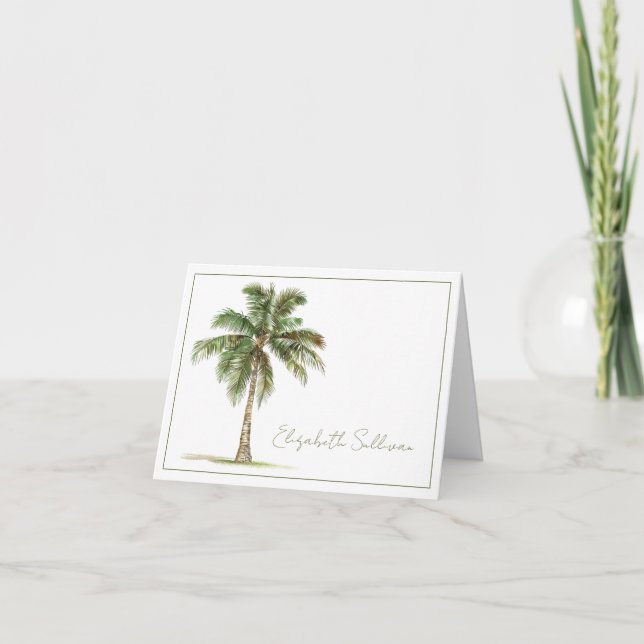 Coastal Palm Tree Personalised Note Card (Front)