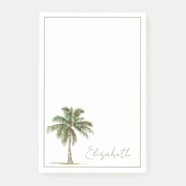 Coastal Palm Tree Personalised Post-it Notes (Front)