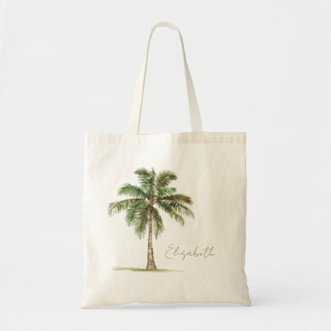 Coastal Palm Tree Personalised Tote Bag (Front)