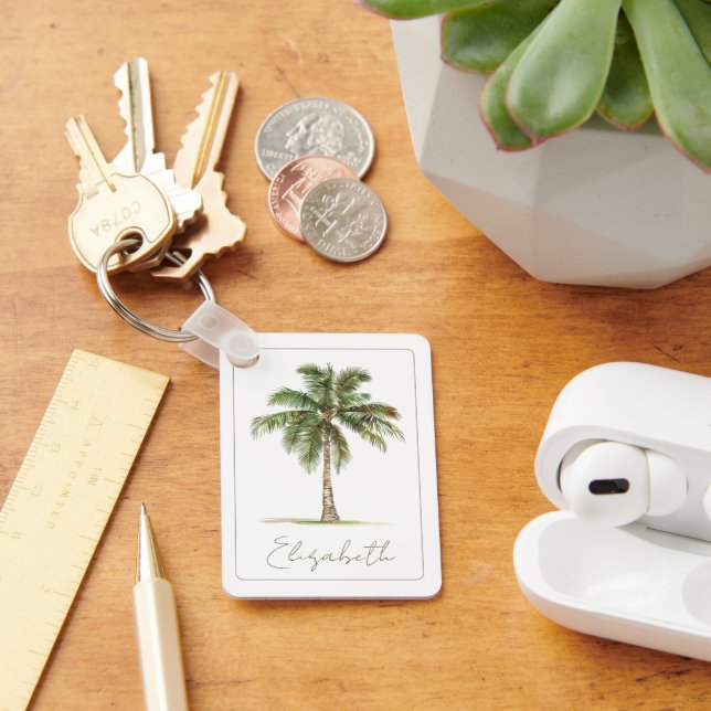 Coastal Palm Tree Personalized Key Ring (Desk)
