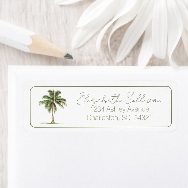 Coastal Palm Tree Personalized Return Address (Insitu)