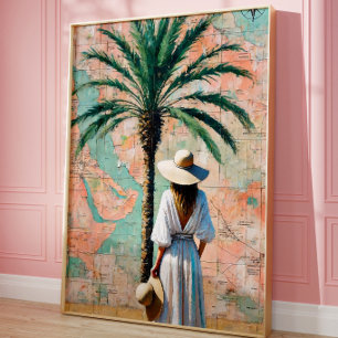 Coastal Palm Tree Travel Wall Art Mediterranean