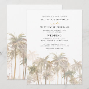 Coastal Palm Trees Modern Destination Wedding Invitation