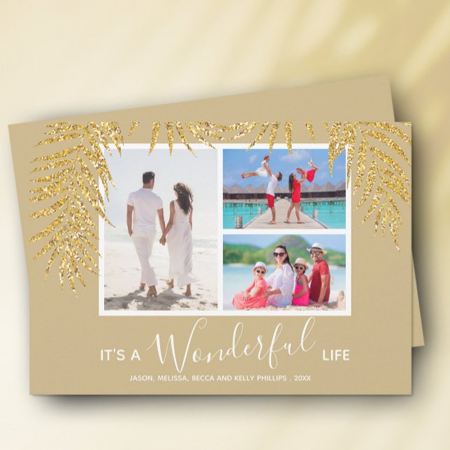 Coastal Palms Photo Collage Christmas Holiday Card (Creator Uploaded)
