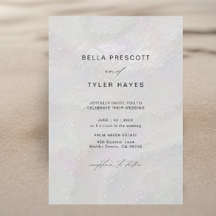 Coastal Pearly Sands Beach Ocean Elegant Wedding Invitation
