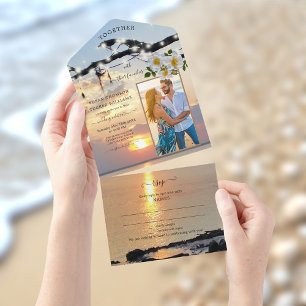 Coastal Photo All in One Wedding Invitation