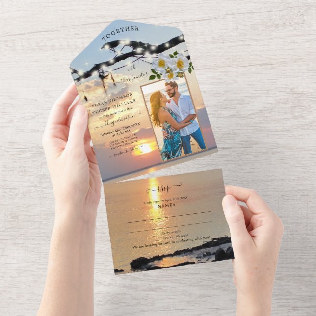 Coastal Photo All in One Wedding Invitation (Tearaway)
