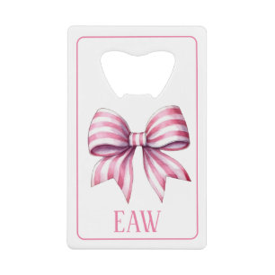 Coastal Pink and White Watercolor Bow Monogram