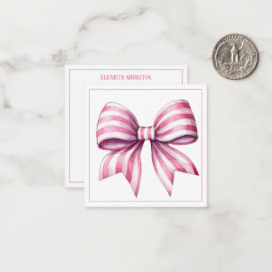 Coastal Pink and White Watercolor Bow Personalised Card